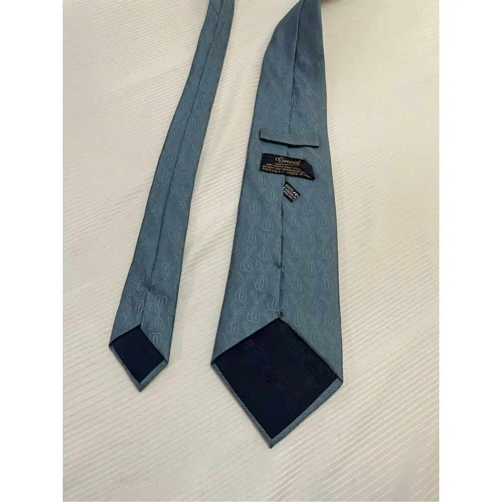 Gucci Vintage Blue Silk Necktie Tie